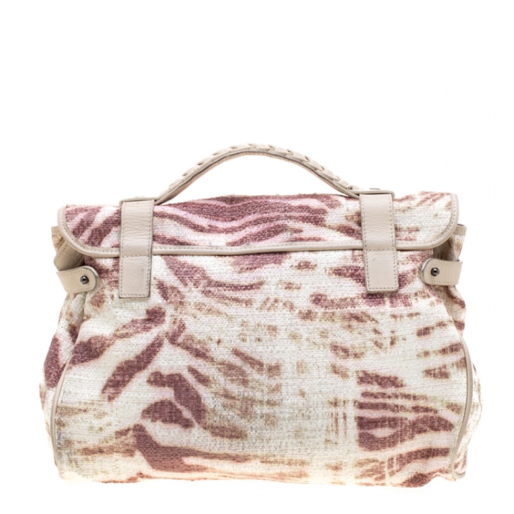 Pre Owned Mulberry Multicolor Trippy Tiger Raffia and Leather Alexa Satchel