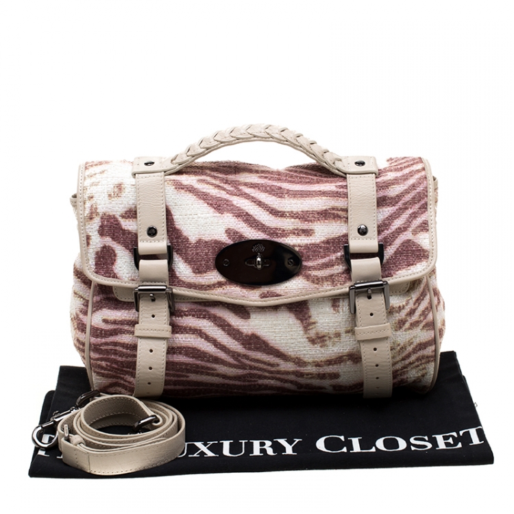Pre Owned Mulberry Multicolor Trippy Tiger Raffia and Leather Alexa Satchel