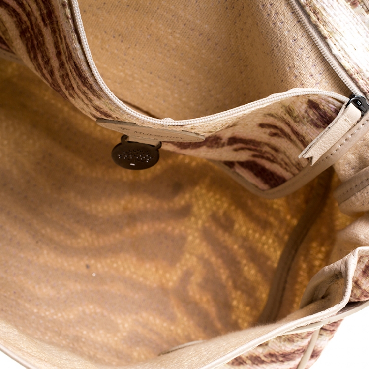 Pre Owned Mulberry Multicolor Trippy Tiger Raffia and Leather Alexa Satchel