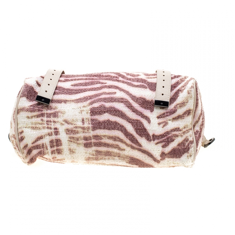 Pre Owned Mulberry Multicolor Trippy Tiger Raffia and Leather Alexa Satchel