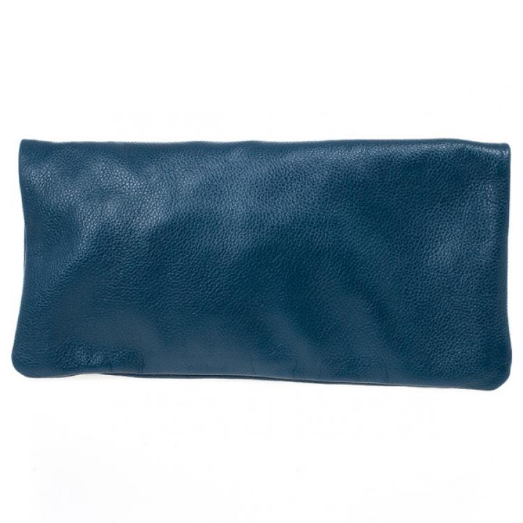 Pre Owned Mulberry Blue Metallic Spongy Pebbled Daria Clutch 