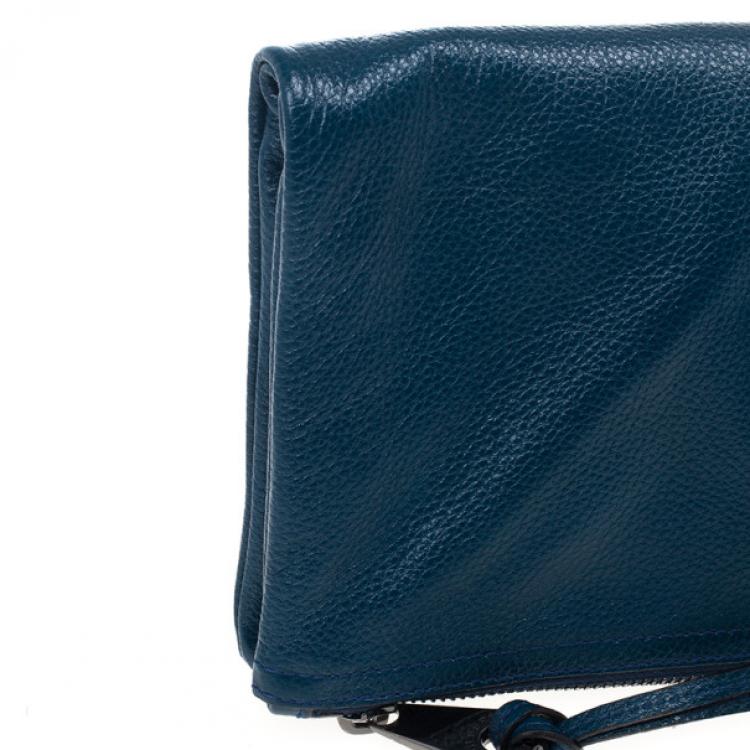 Pre Owned Mulberry Blue Metallic Spongy Pebbled Daria Clutch 