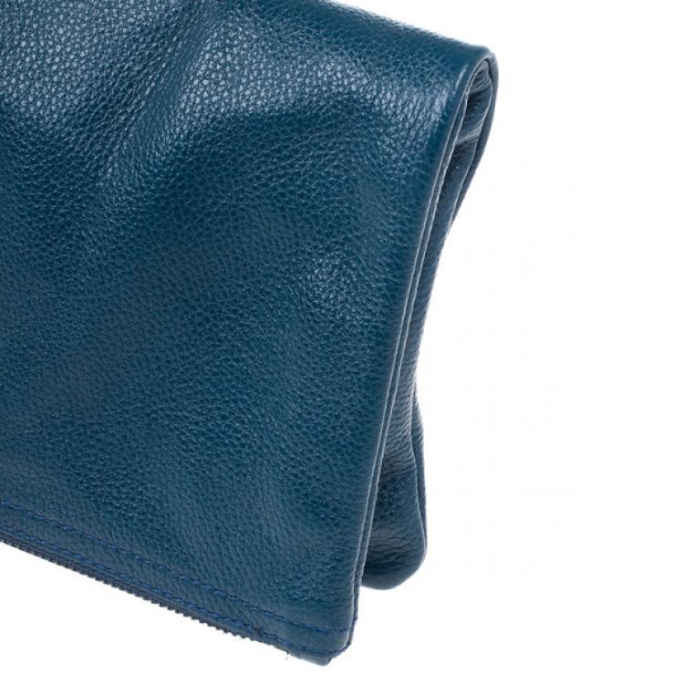 Pre Owned Mulberry Blue Metallic Spongy Pebbled Daria Clutch 