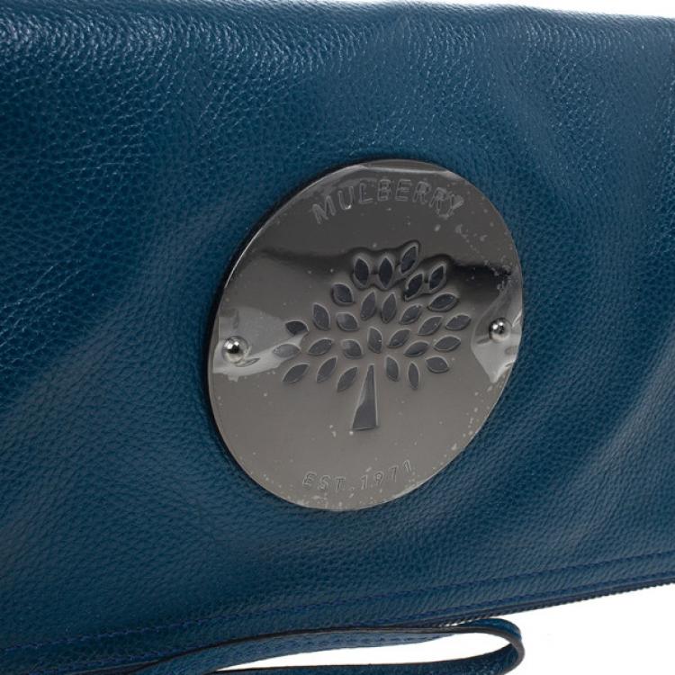 Pre Owned Mulberry Blue Metallic Spongy Pebbled Daria Clutch 