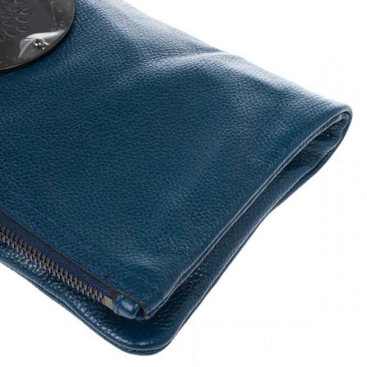 Pre Owned Mulberry Blue Metallic Spongy Pebbled Daria Clutch 