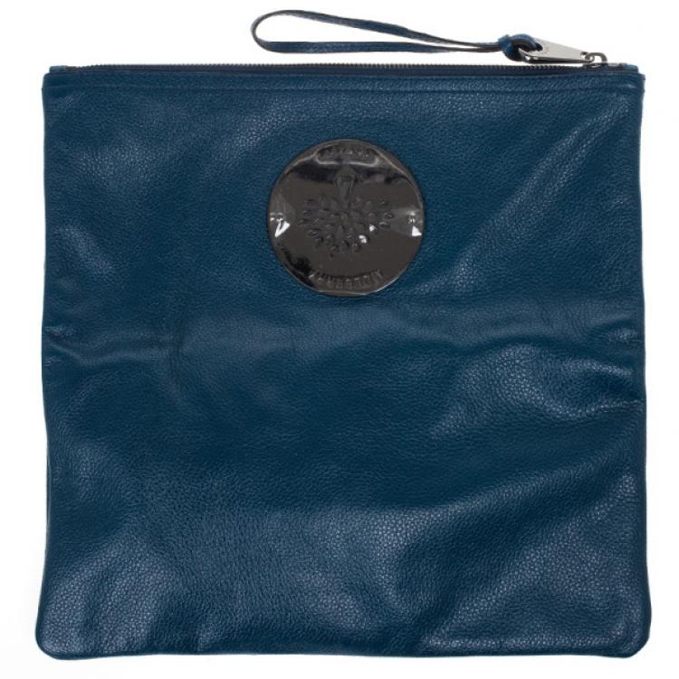 Pre Owned Mulberry Blue Metallic Spongy Pebbled Daria Clutch 