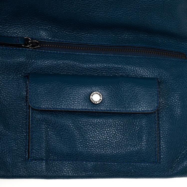 Pre Owned Mulberry Blue Metallic Spongy Pebbled Daria Clutch 