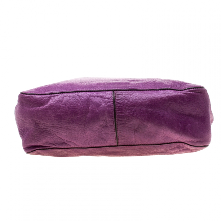 Pre Owned Mulberry Purple Leather Large Margaret Shoulder Bag