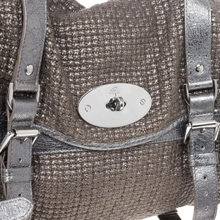 Pre Owned Mulberry Alexa Sparkle Tweed Leather Bag