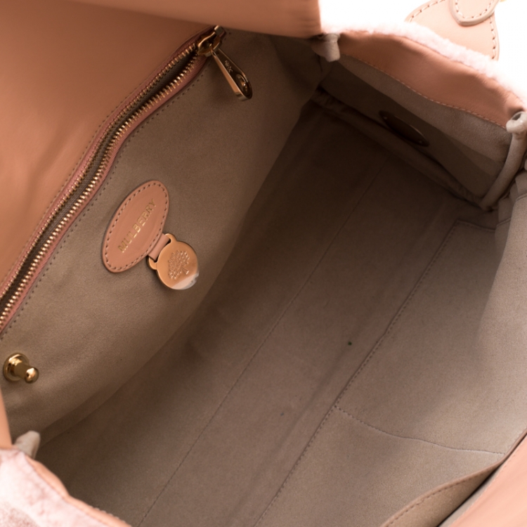 Pre Owned Mulberry Pink Shearling and Leather Roxette Satchel