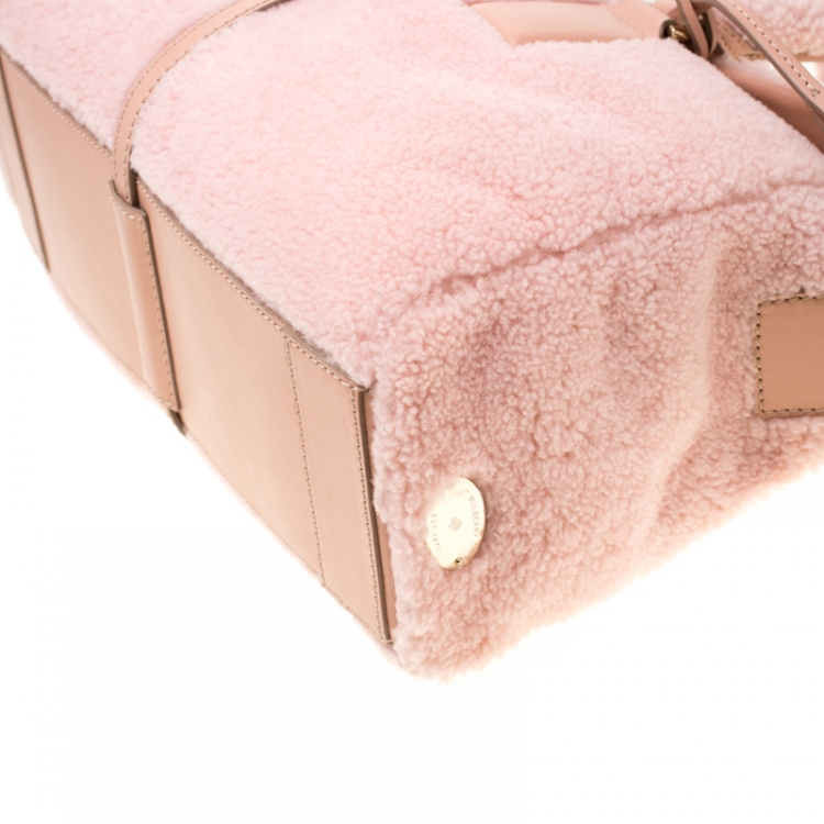 Pre Owned Mulberry Pink Shearling and Leather Roxette Satchel
