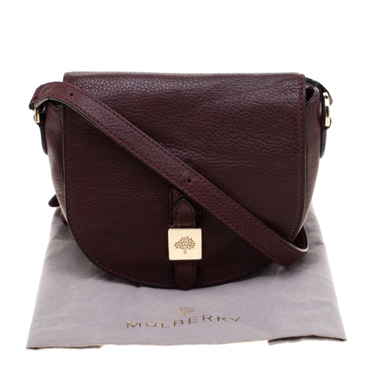 Pre Owned Mulberry Burgundy Leather Tessie Crossbody Bag