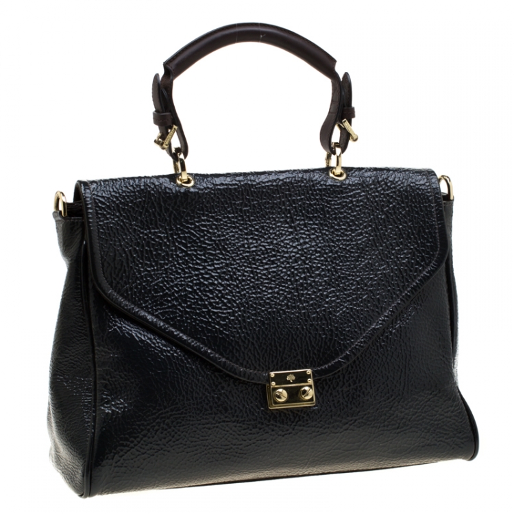 Pre Owned Mulberry Black Patent Leather Neely Top Handle Bag