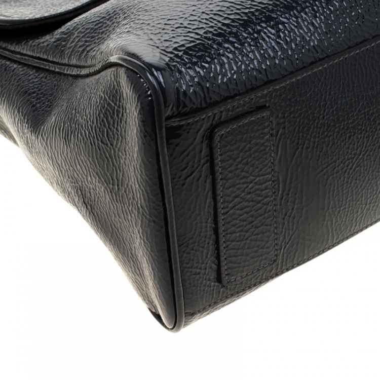 Pre Owned Mulberry Black Patent Leather Neely Top Handle Bag