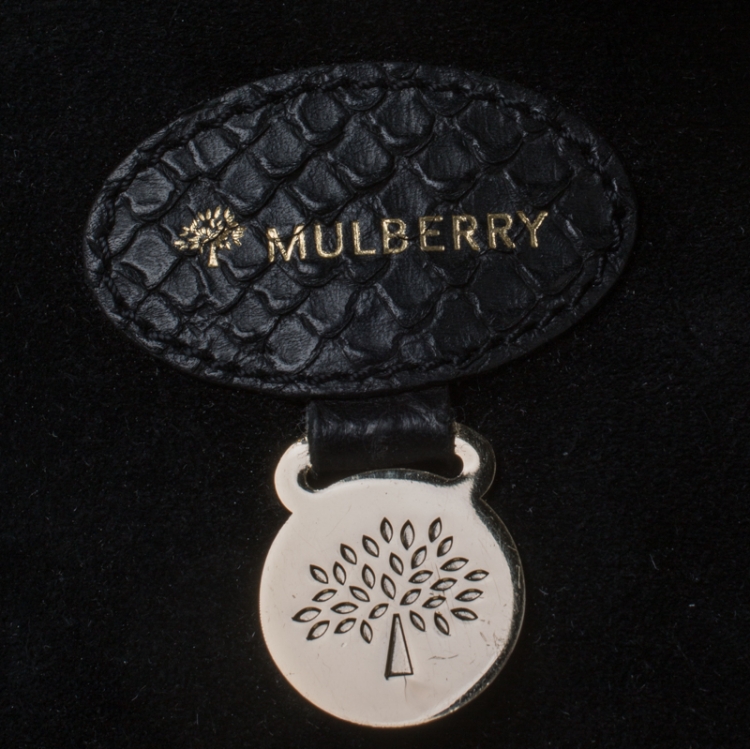 Pre Owned Mulberry Black Python Embossed Leather Bayswater Satchel
