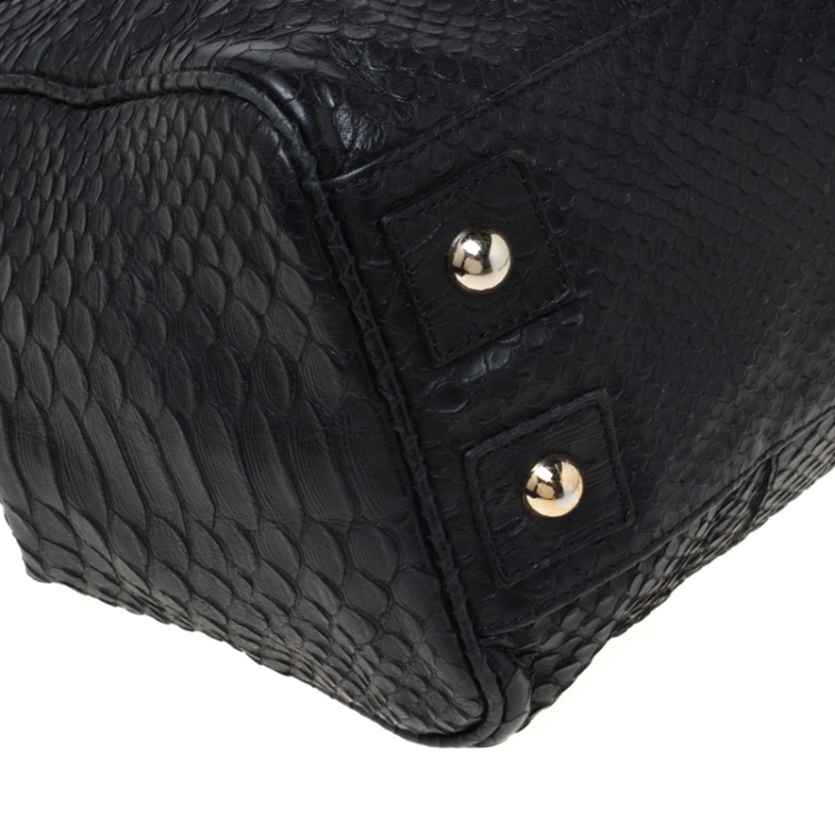 Pre Owned Mulberry Black Python Embossed Leather Bayswater Satchel