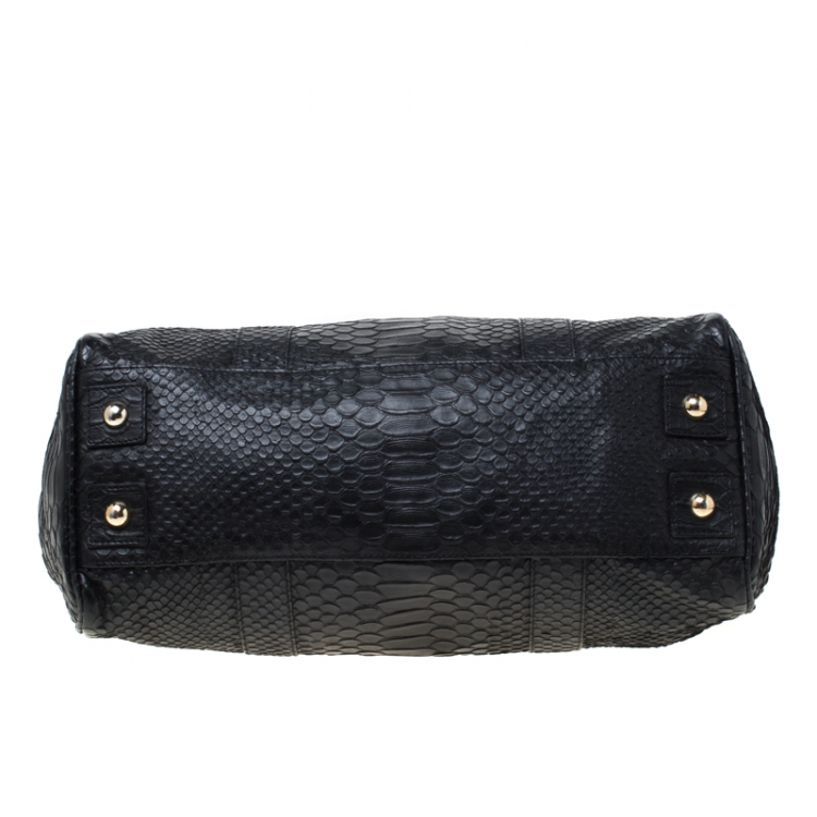 Pre Owned Mulberry Black Python Embossed Leather Bayswater Satchel