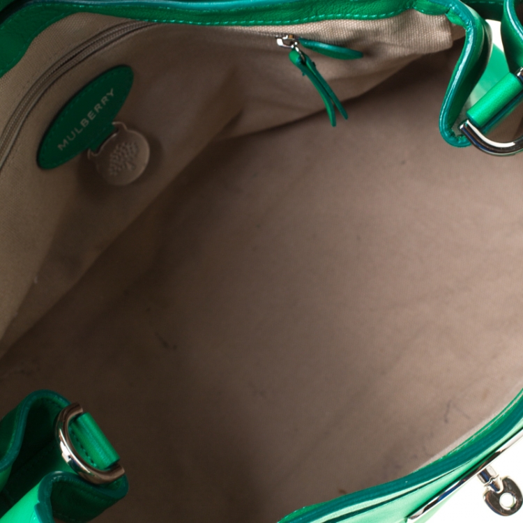 Pre Owned Mulberry Green Leather Alexa Satchel 