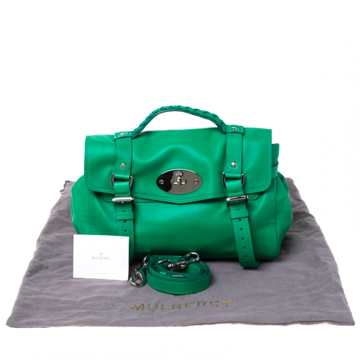 Pre Owned Mulberry Green Leather Alexa Satchel 