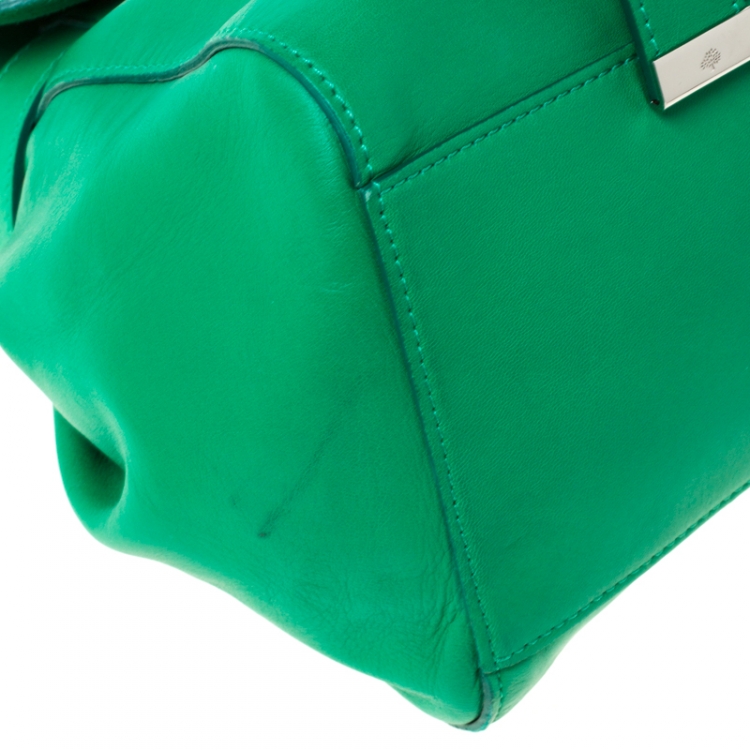 Pre Owned Mulberry Green Leather Alexa Satchel 