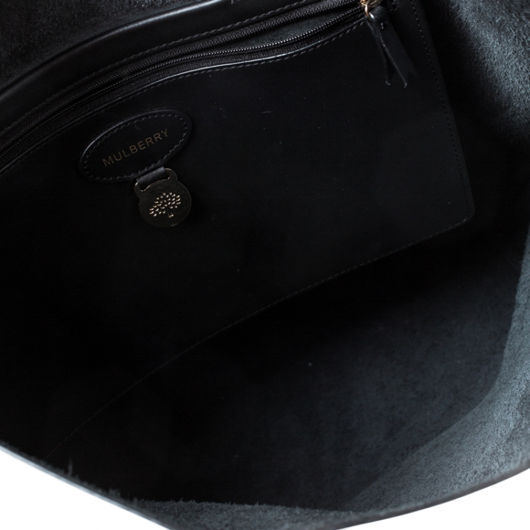 Pre Owned Mulberry Black Leather Blossom Shopper Tote
