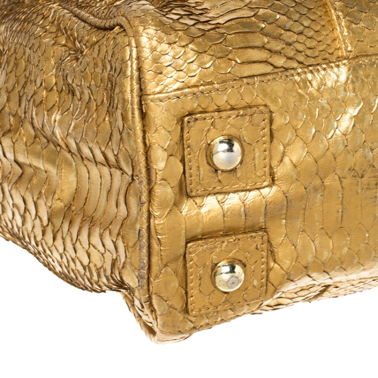 Pre Owned Mulberry Gold Python Leather Limited Edition Bayswater Satchel