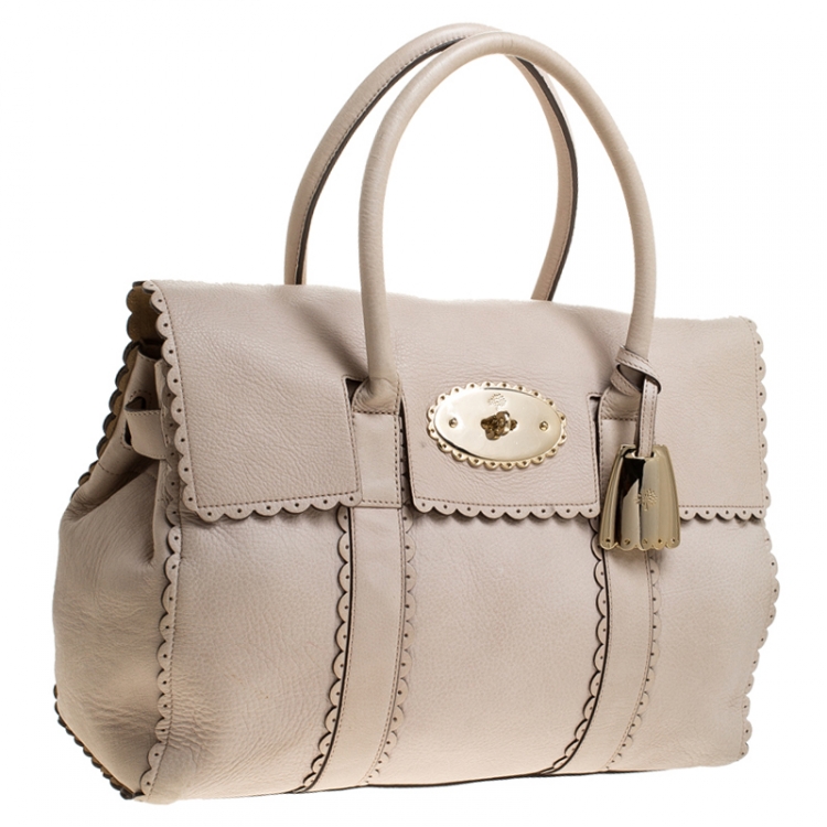 Pre Owned Mulberry Off White Leather Cookie Bayswater Satchel
