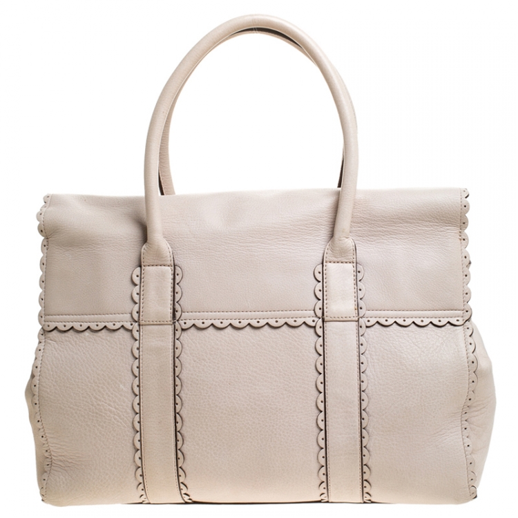 Pre Owned Mulberry Off White Leather Cookie Bayswater Satchel