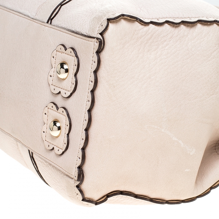 Pre Owned Mulberry Off White Leather Cookie Bayswater Satchel