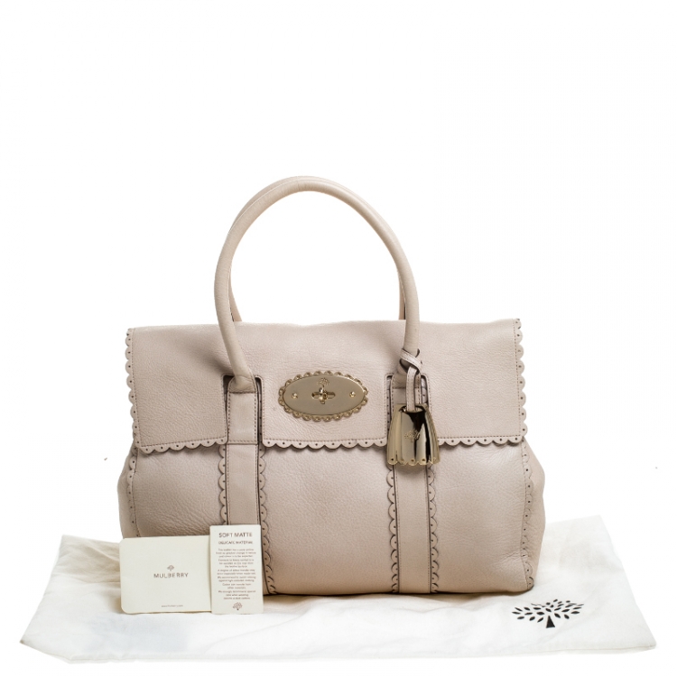 Pre Owned Mulberry Off White Leather Cookie Bayswater Satchel