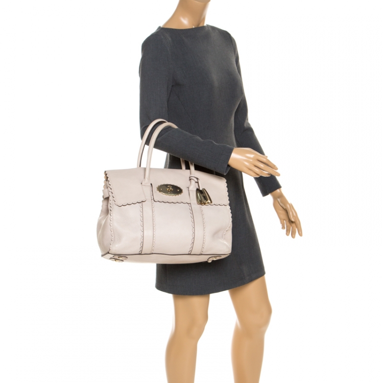 Pre Owned Mulberry Off White Leather Cookie Bayswater Satchel