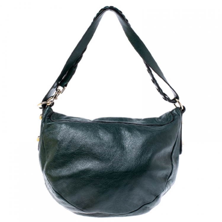 Pre Owned Mulberry Dark Green Leather Daria Hobo