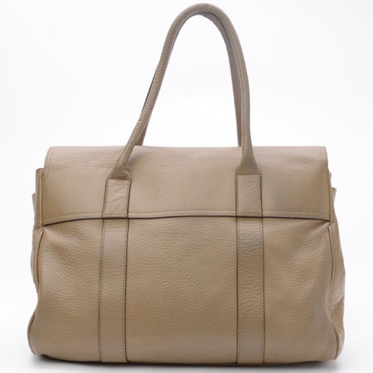 Pre Owned Mulberry Pebbled Beige Bayswater Tote
