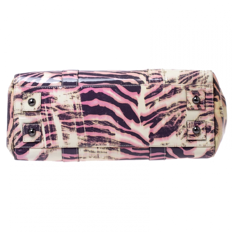 Pre Owned Mulberry Multicolor Tiger Print Patent Leather Medium Bayswater Satchel 