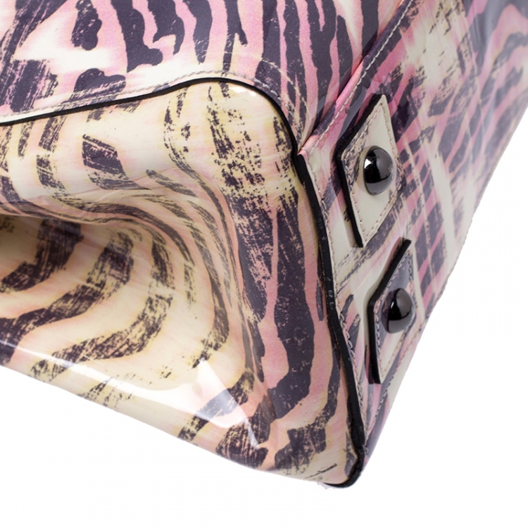 Pre Owned Mulberry Multicolor Tiger Print Patent Leather Medium Bayswater Satchel 