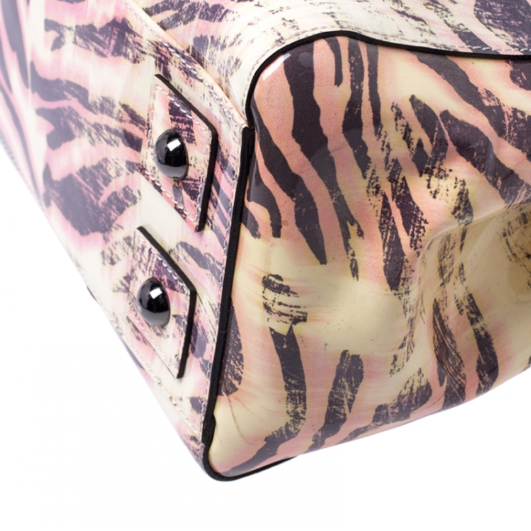 Pre Owned Mulberry Multicolor Tiger Print Patent Leather Medium Bayswater Satchel 