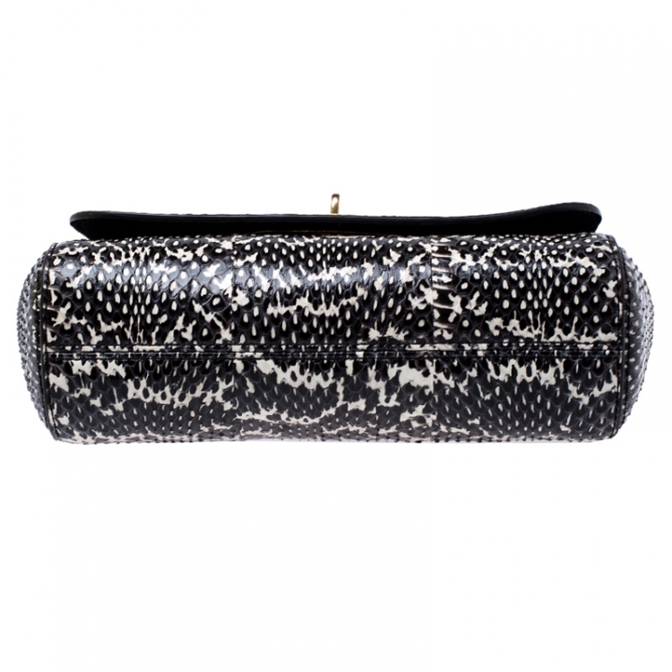 Pre Owned Mulberry Black/White Python Leather Small Lily Shoulder Bag