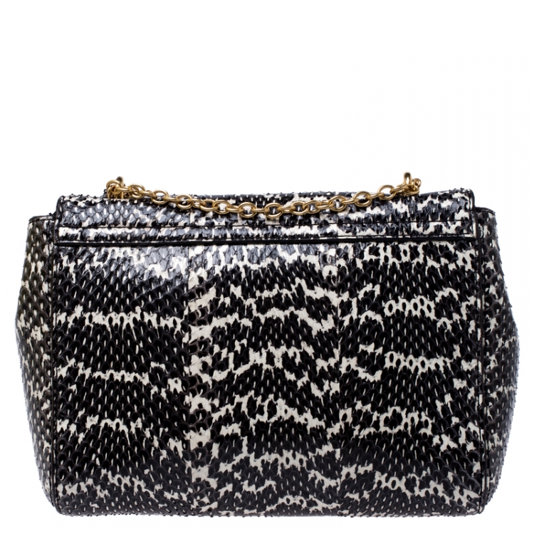 Pre Owned Mulberry Black/White Python Leather Small Lily Shoulder Bag