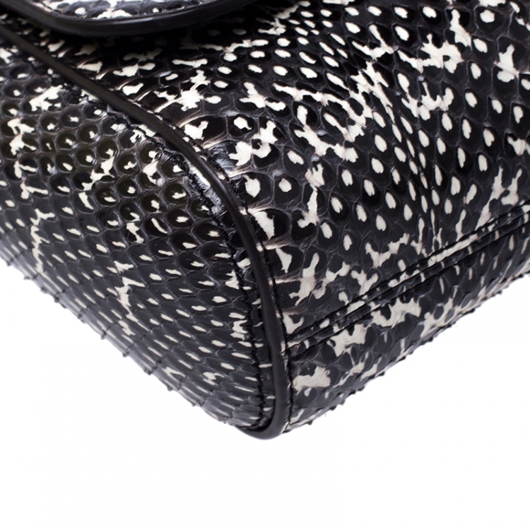Pre Owned Mulberry Black/White Python Leather Small Lily Shoulder Bag