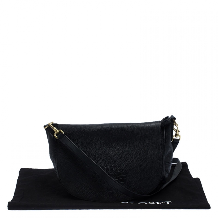 Pre Owned Mulberry Black Leather Flap Shoulder Bag