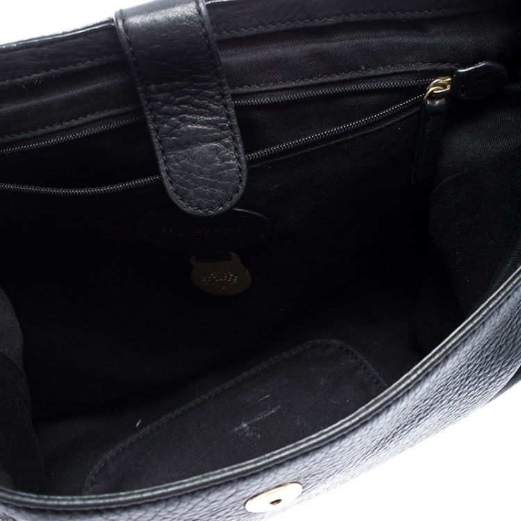 Pre Owned Mulberry Black Leather Flap Shoulder Bag