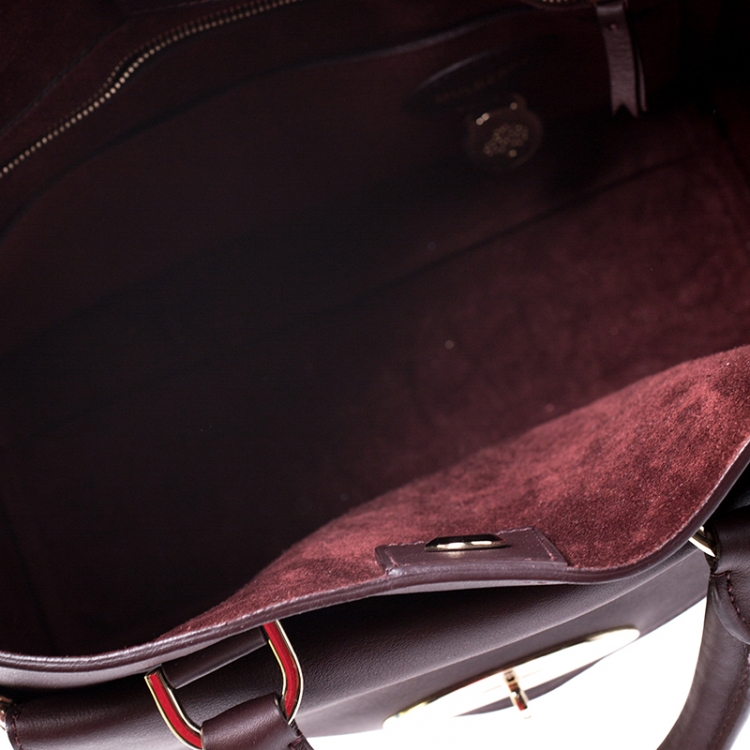 Pre Owned Mulberry Burgundy Leather Small Blenheim Tote
