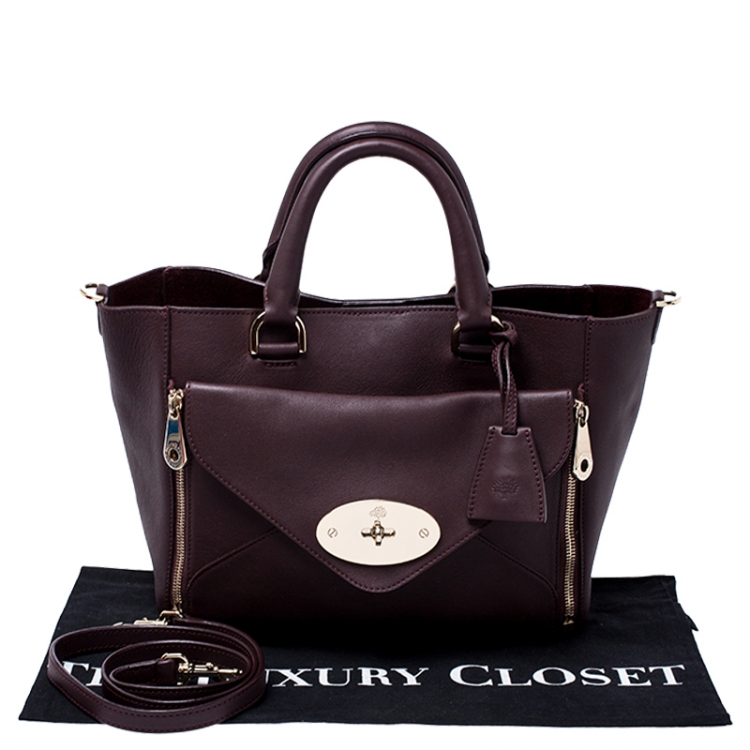 Pre Owned Mulberry Burgundy Leather Small Blenheim Tote
