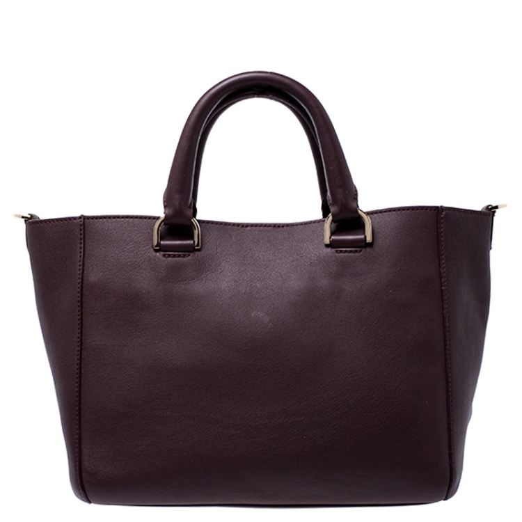 Pre Owned Mulberry Burgundy Leather Small Blenheim Tote
