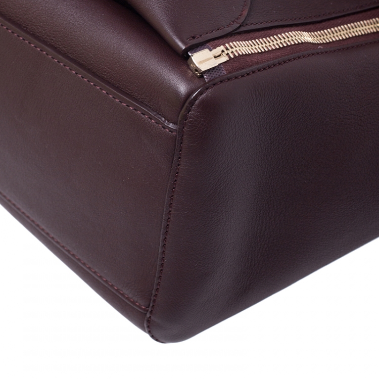 Pre Owned Mulberry Burgundy Leather Small Blenheim Tote