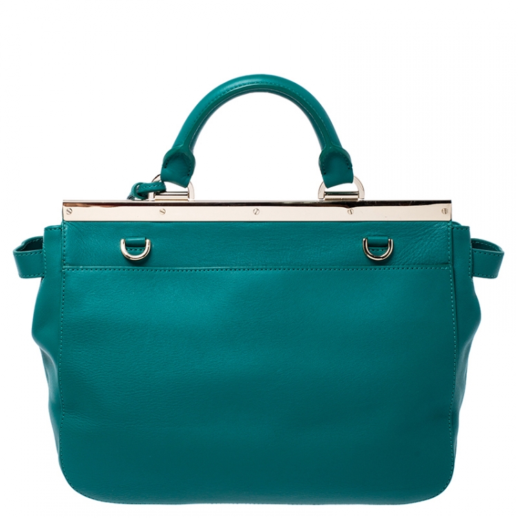 Pre Owned Mulberry Green Leather Top Handle Bag