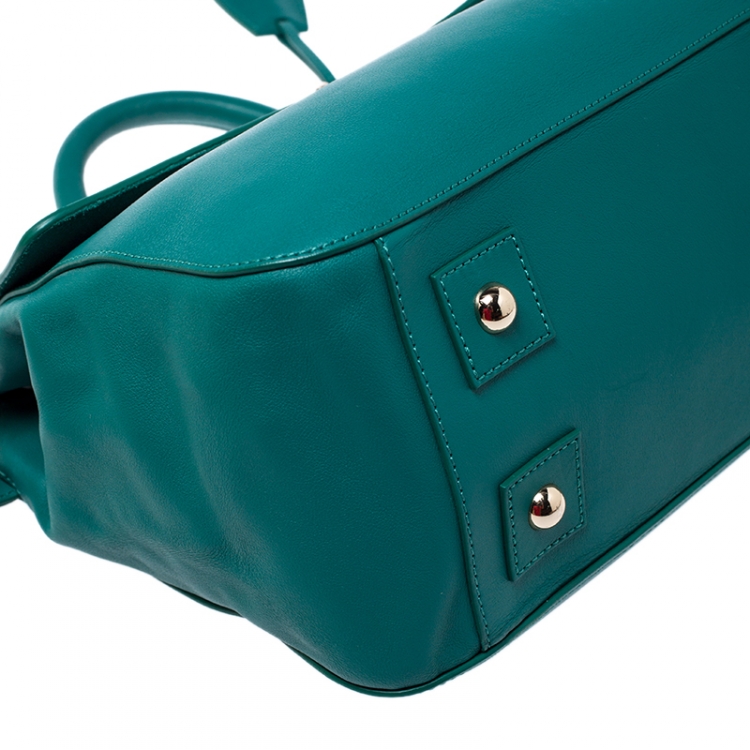 Pre Owned Mulberry Green Leather Top Handle Bag