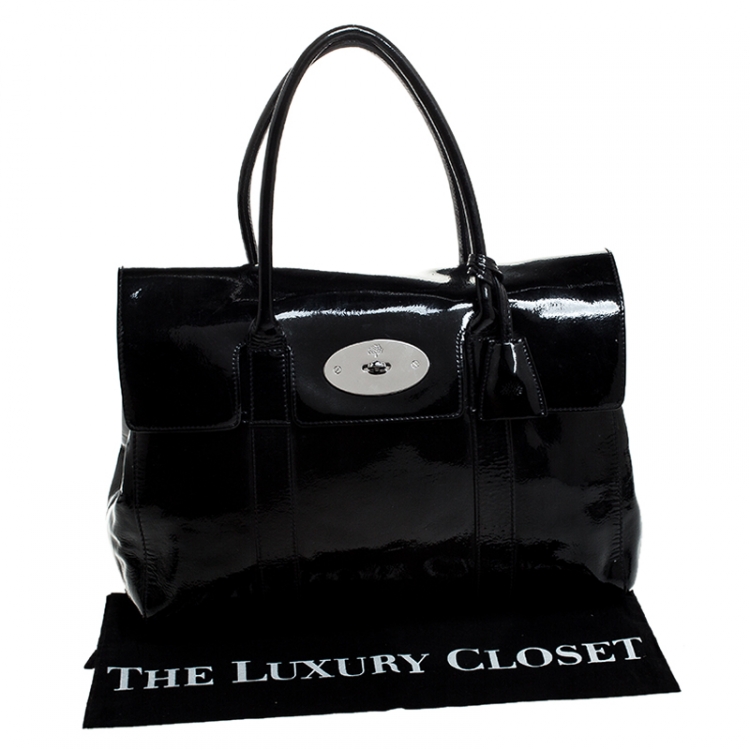 Pre Owned Mulberry Black Patent Leather Bayswater Satchel