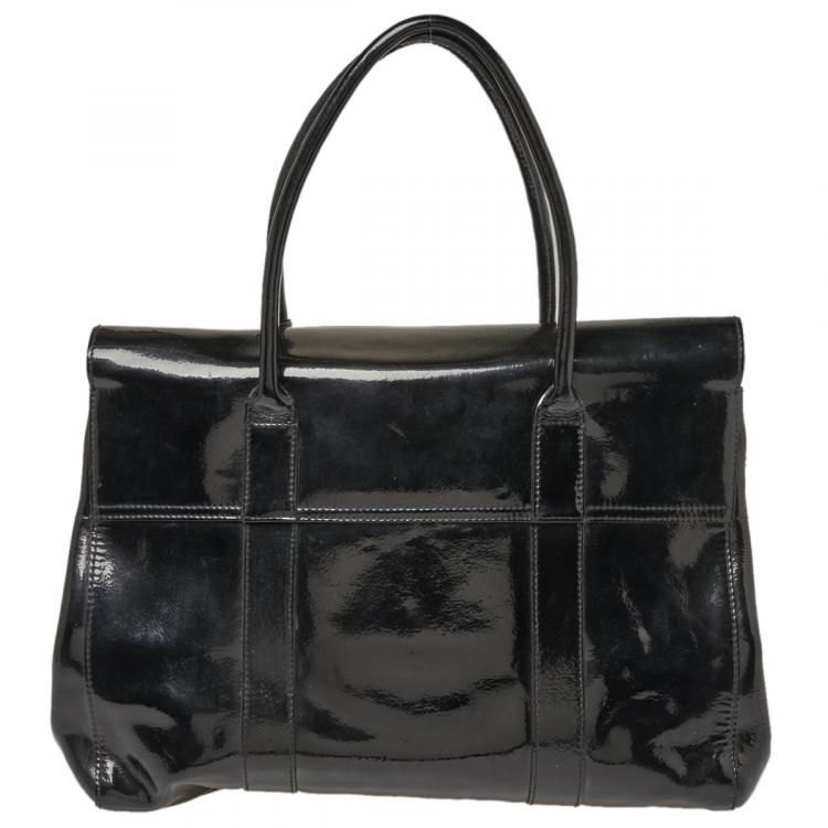 Pre Owned Mulberry Black Patent Leather Bayswater Satchel