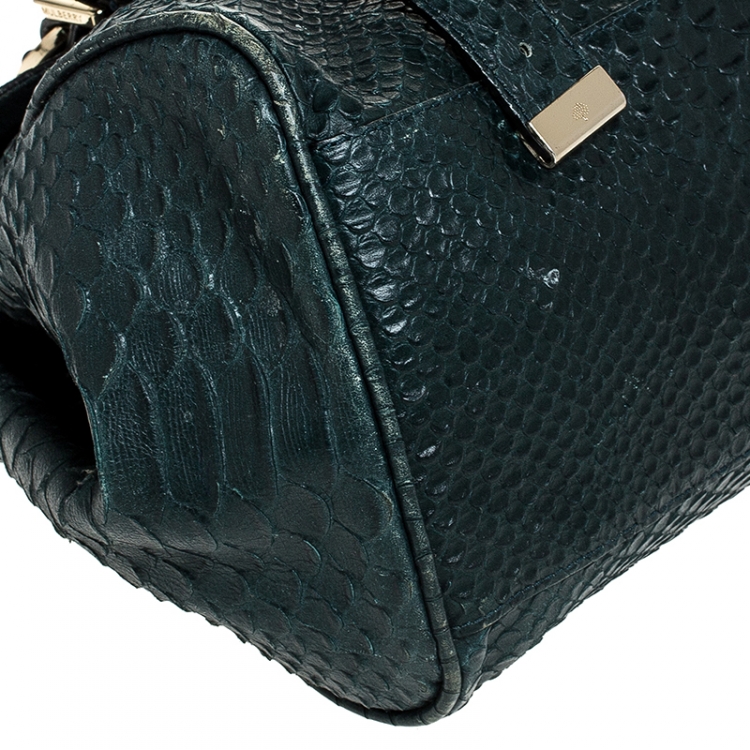 Pre Owned Mulberry Dark Green Python Embossed Leather Alexa Shoulder Bag